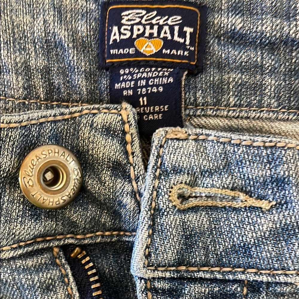 Blue Asphalt Blue Jean Shorts Distressed Style